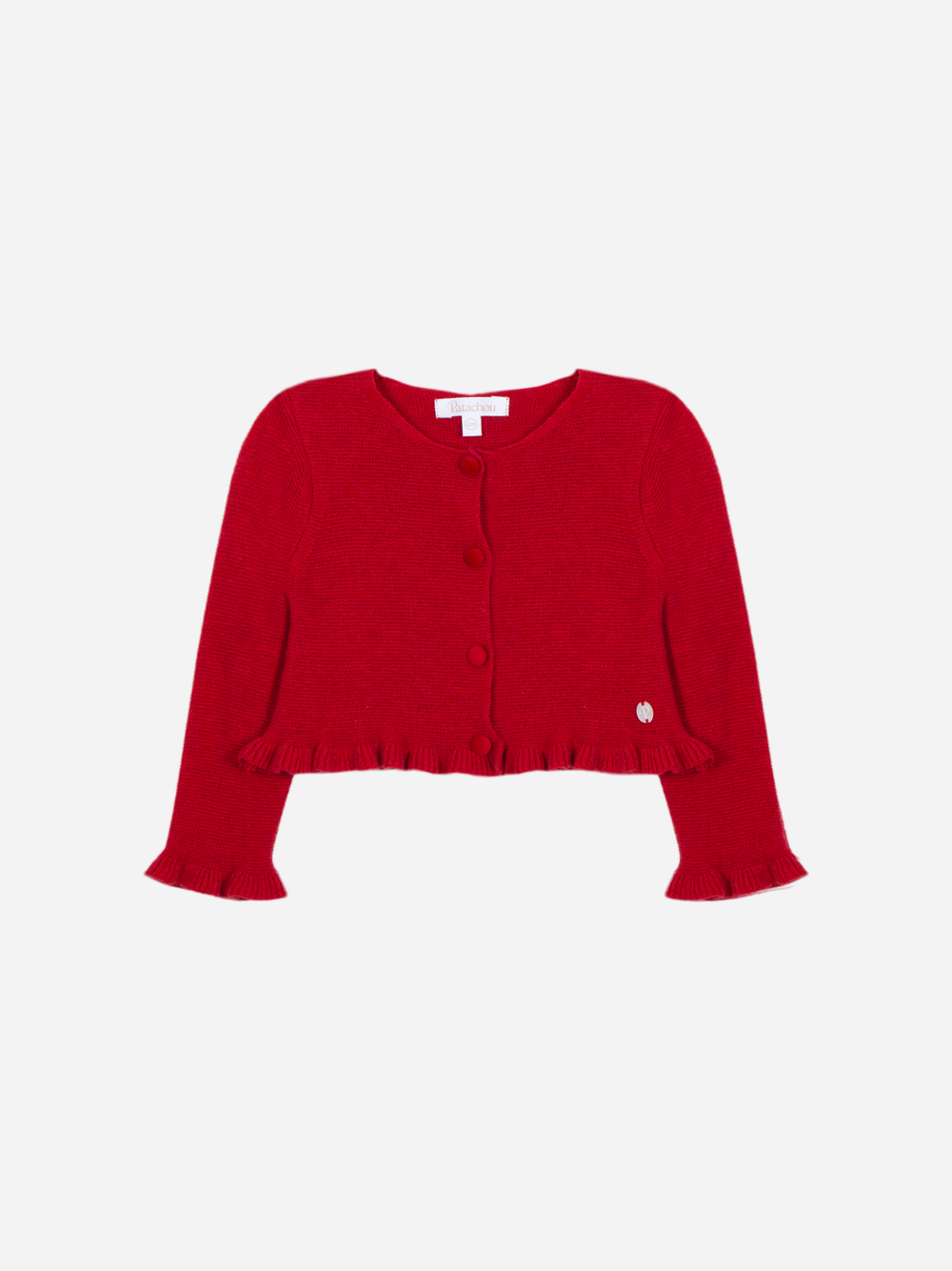 Red knit cardigan