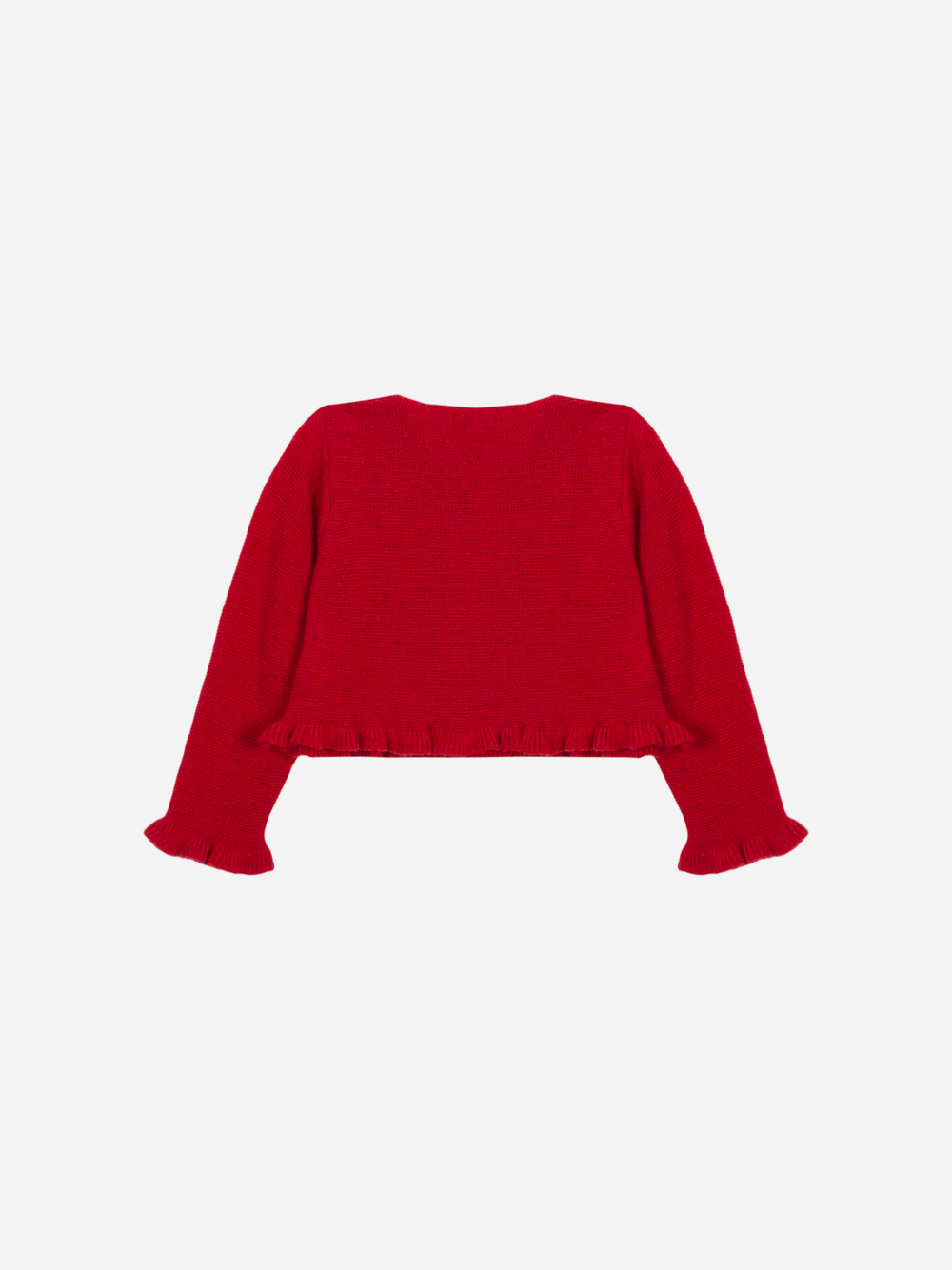Red knit cardigan