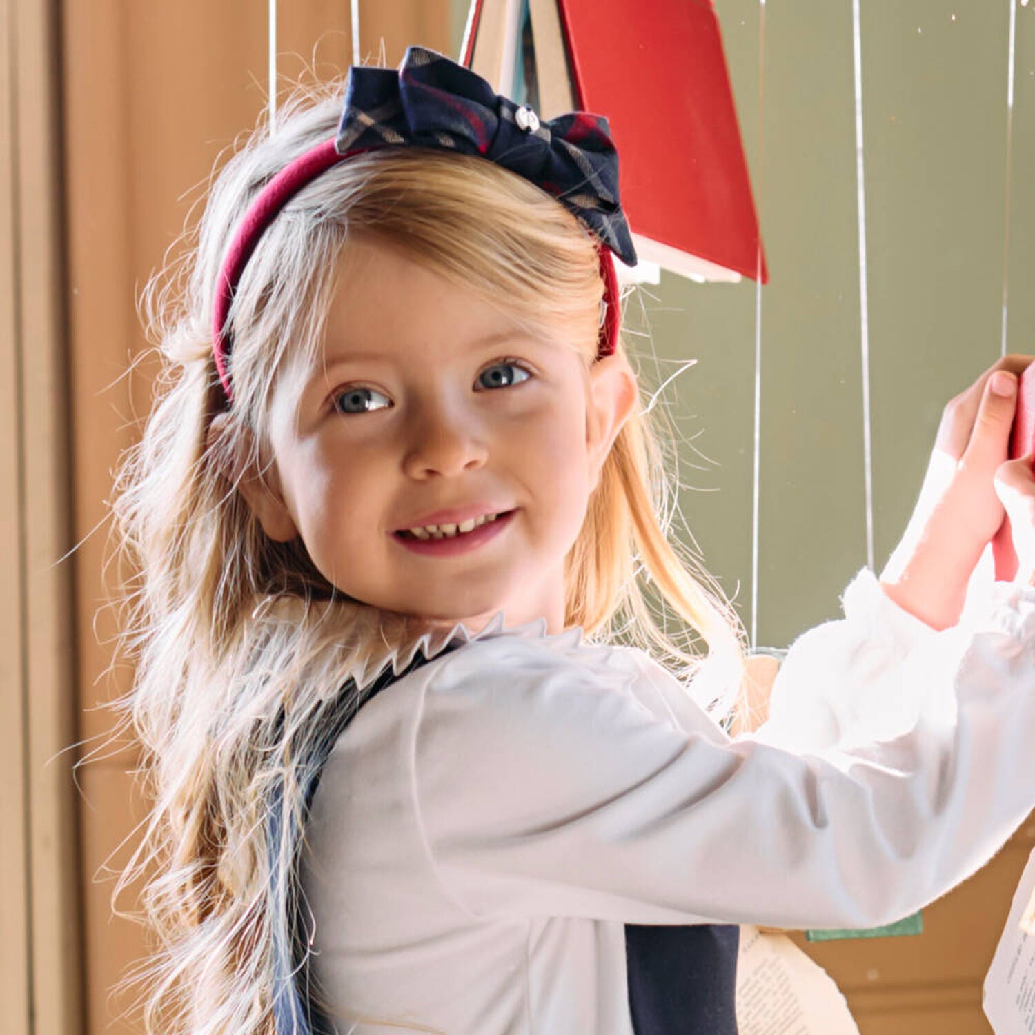 Navy & Red Tartan Headband