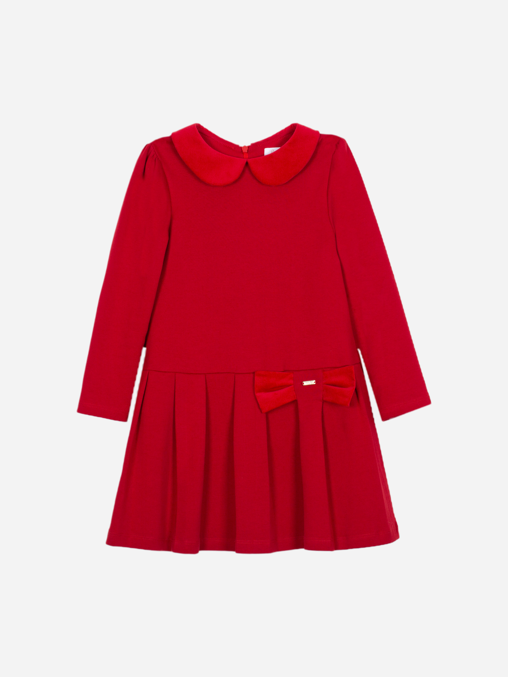 Red interlock and velvet dress