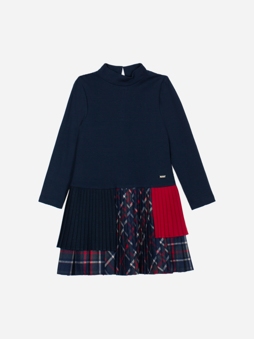 Patchwork interlock and tartan dress