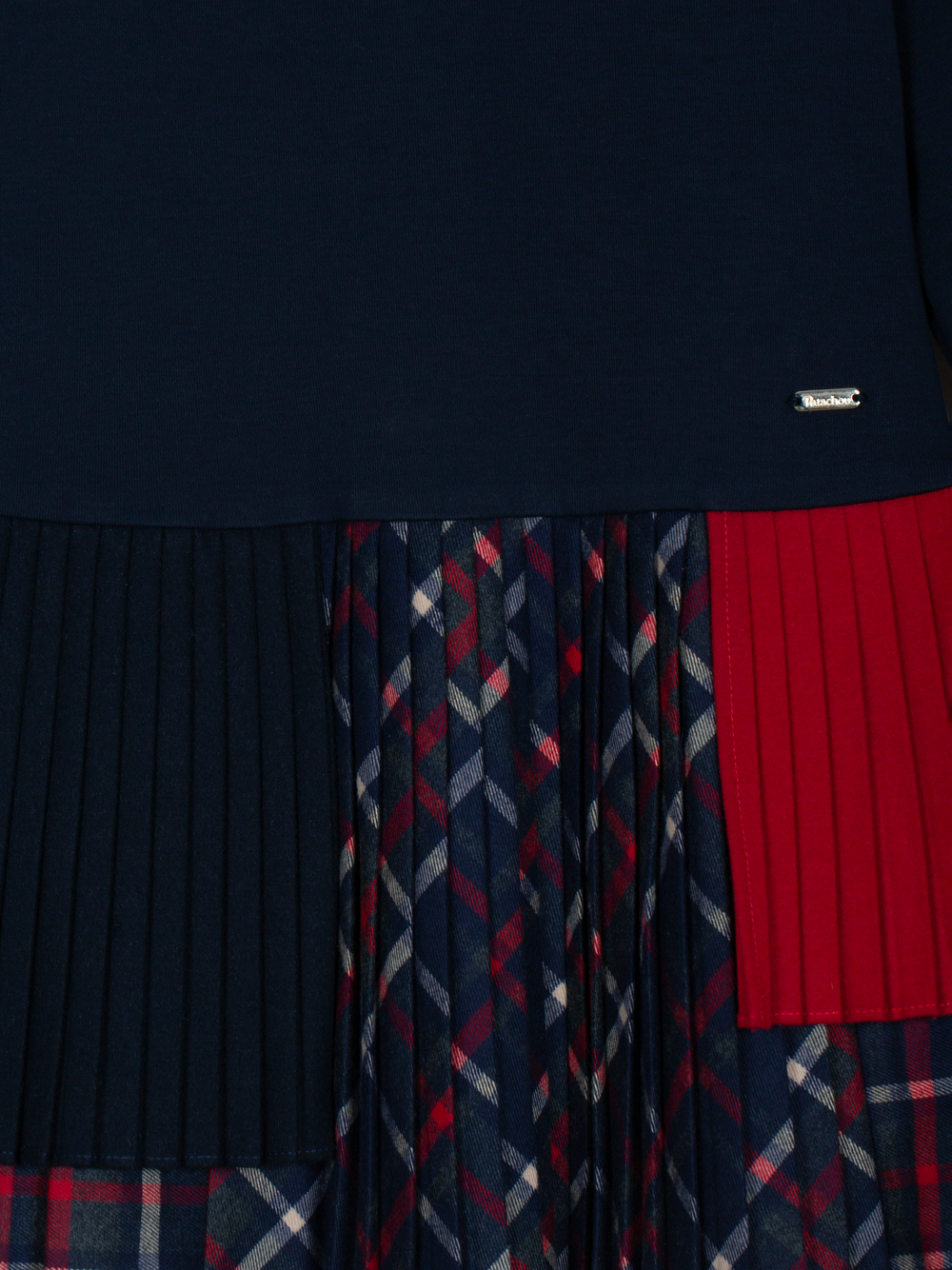 Patchwork interlock and tartan dress