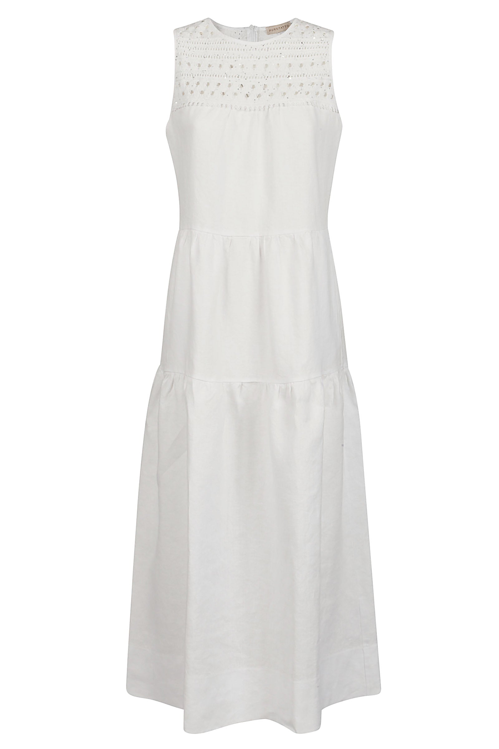 Long dress with knitted carrè