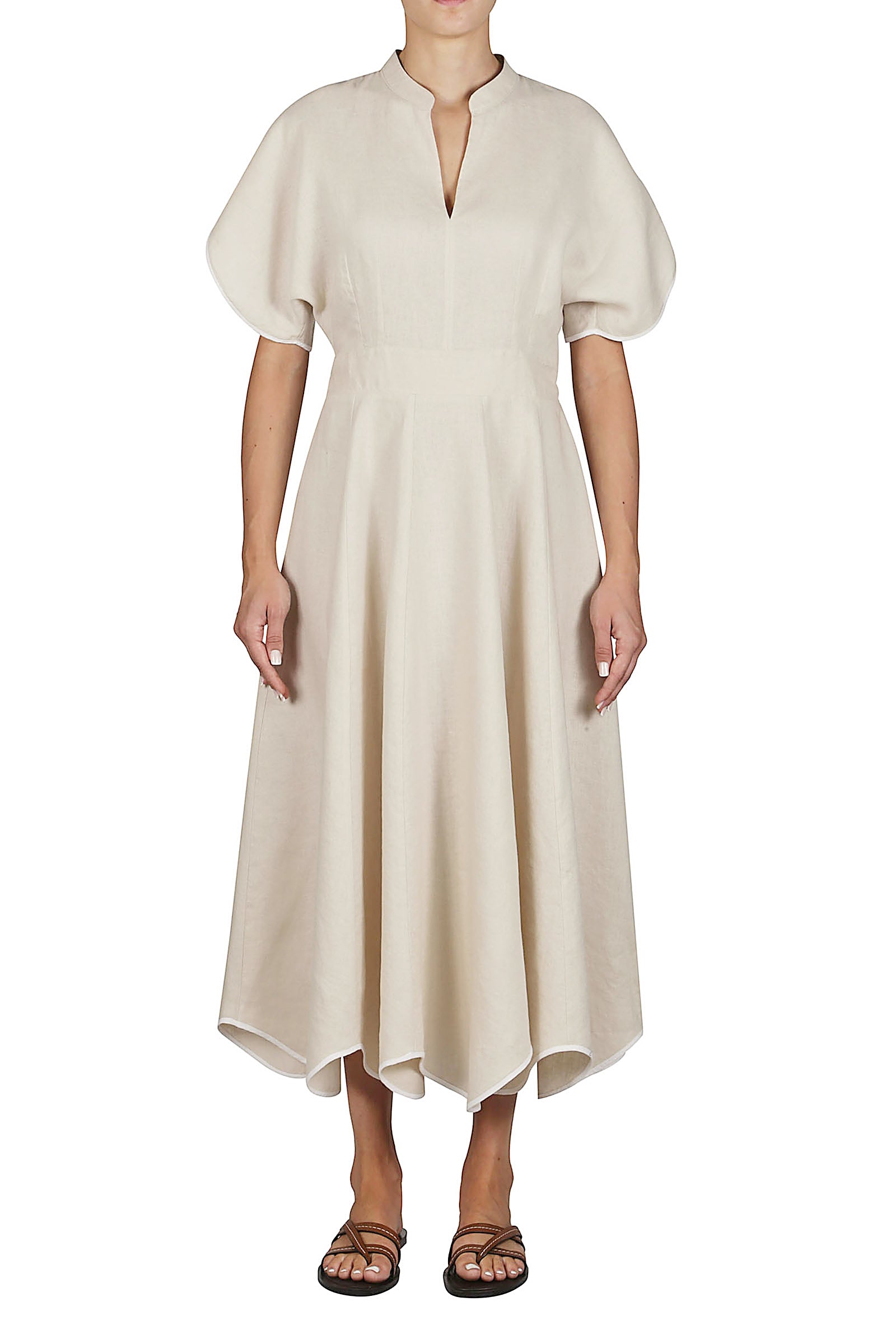Kimono dress with contrast detail.