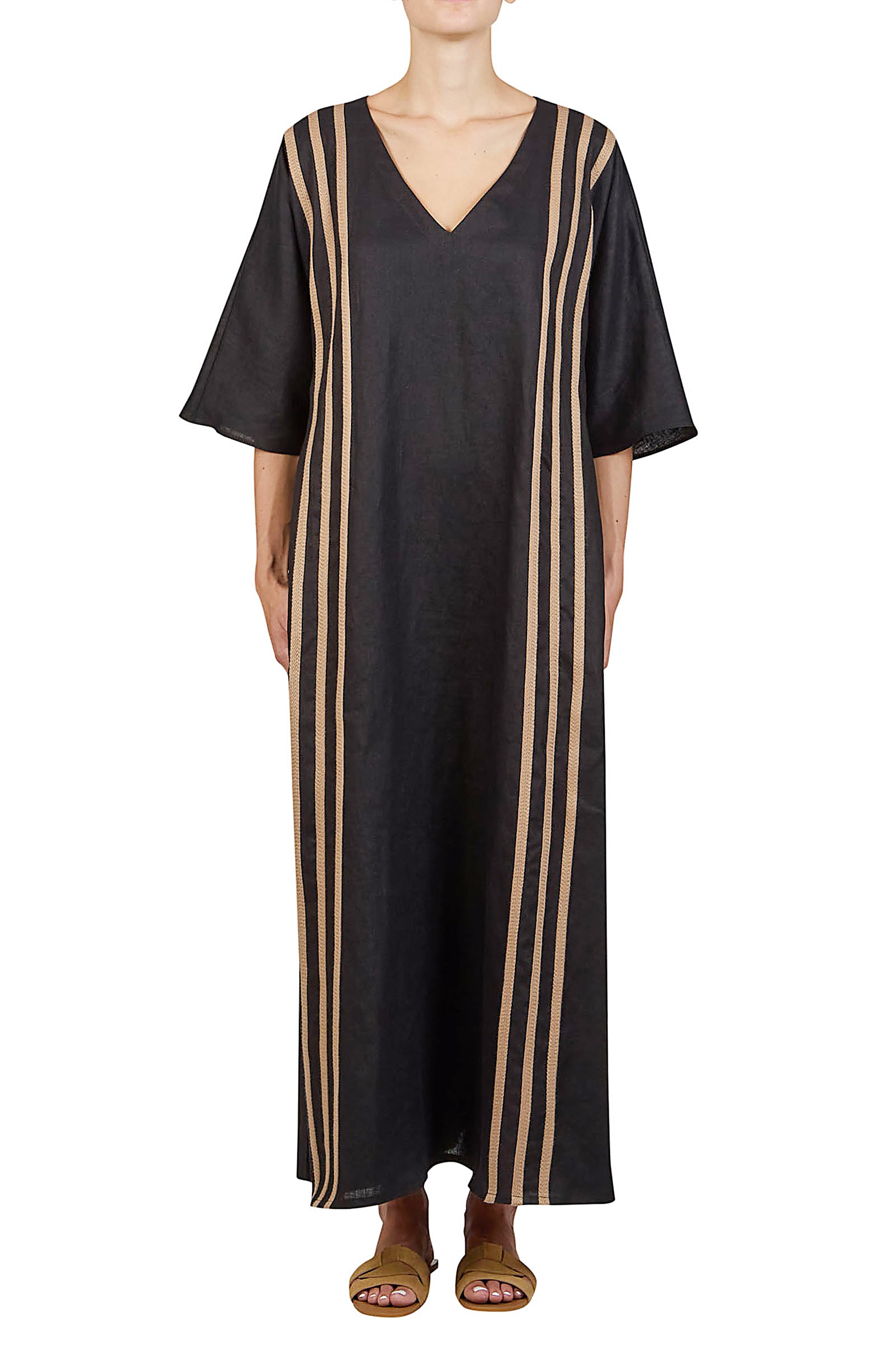 Kimono dress with knitted ribbon