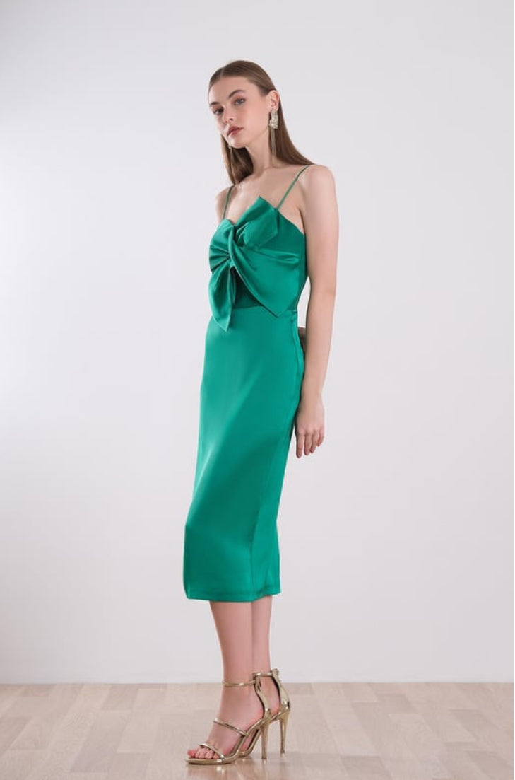 Thin Strap Satin Midi Dress