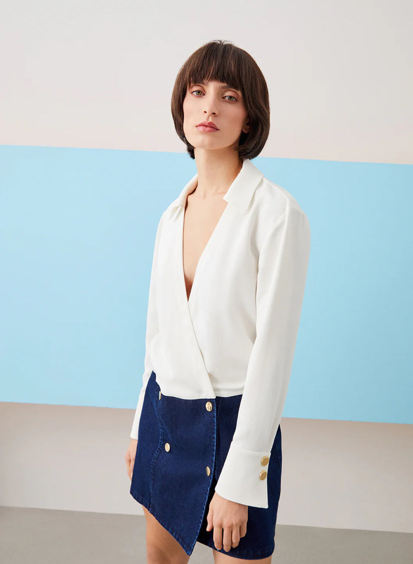 Fabric Jean Double Piece Look Mini Dress