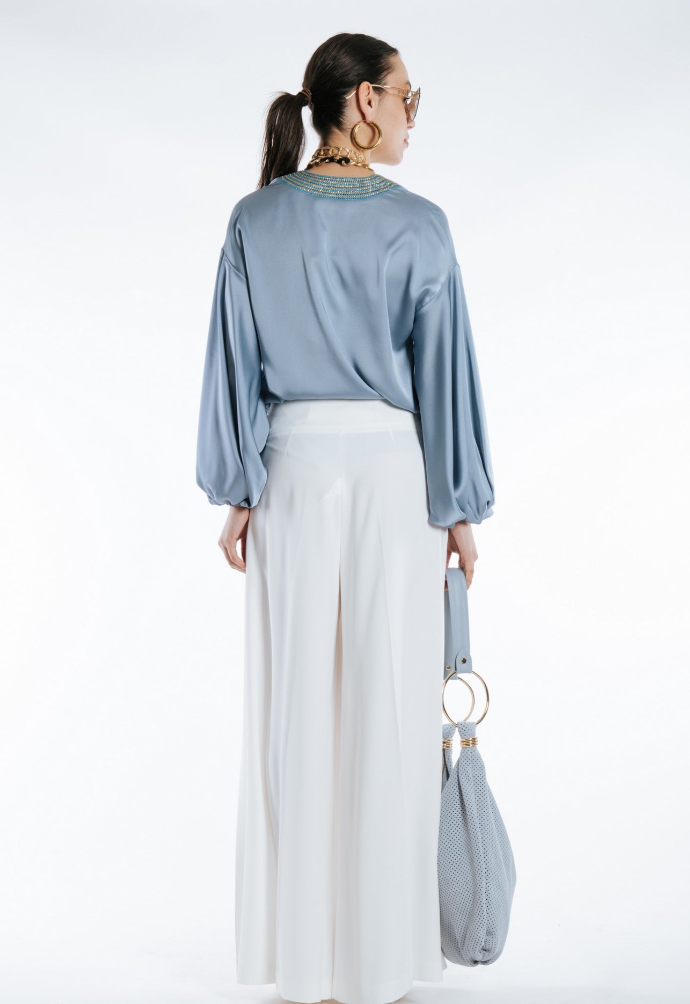 Embroidered Satin Blouse
