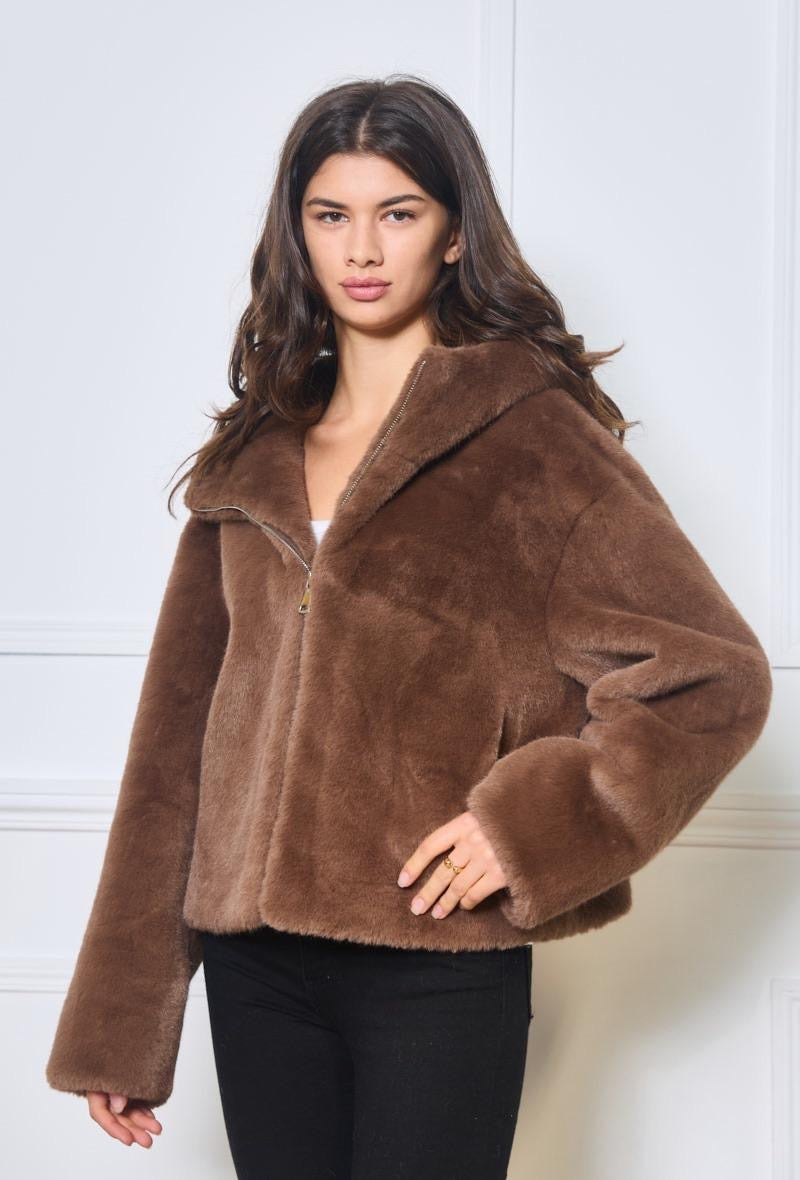 Faux Fur Zip-Up Jacket