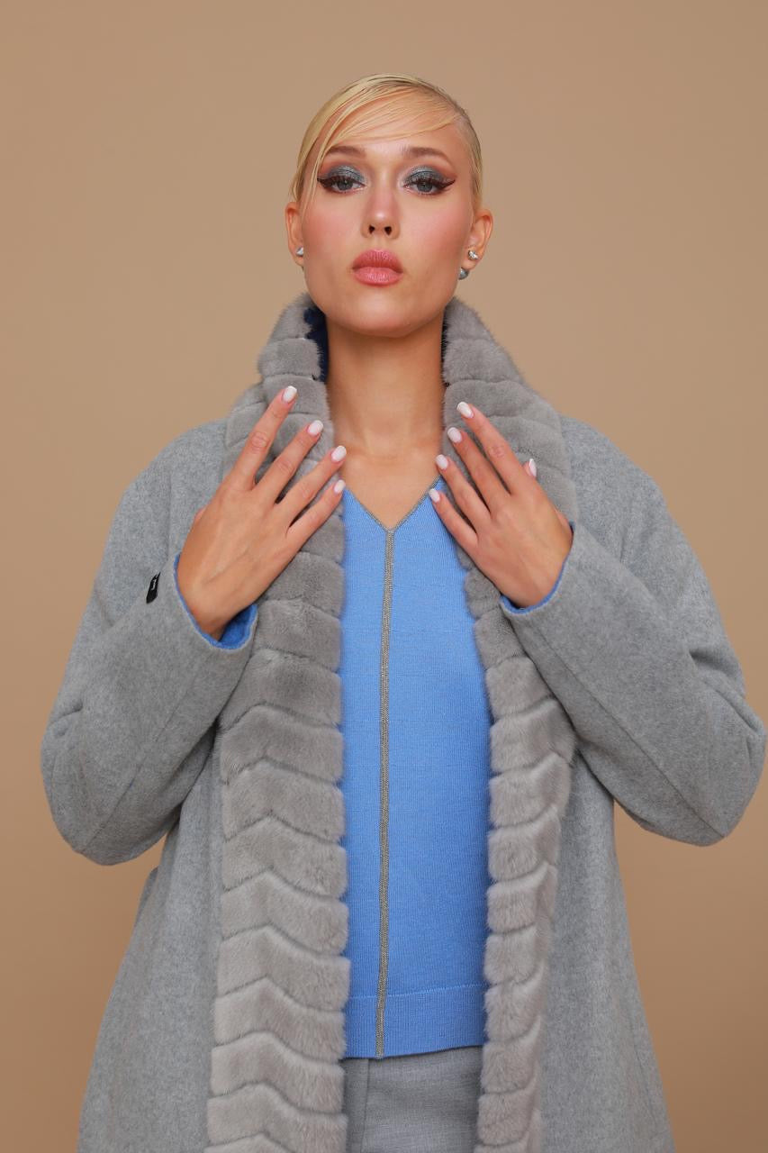 Mink Fur-Trimmed Coat