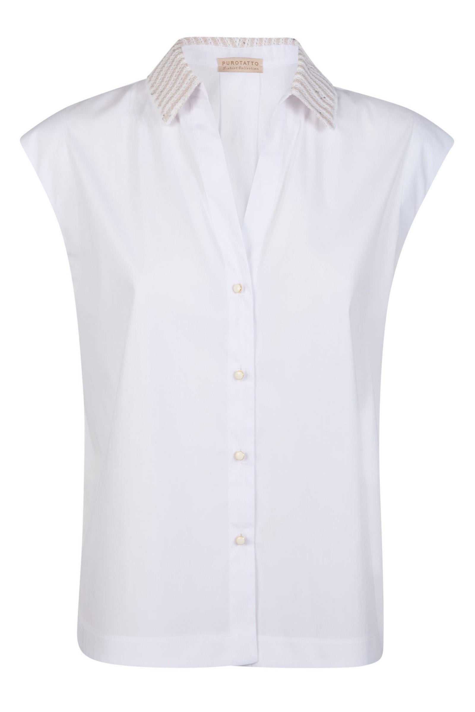 Shirt with knitted collar