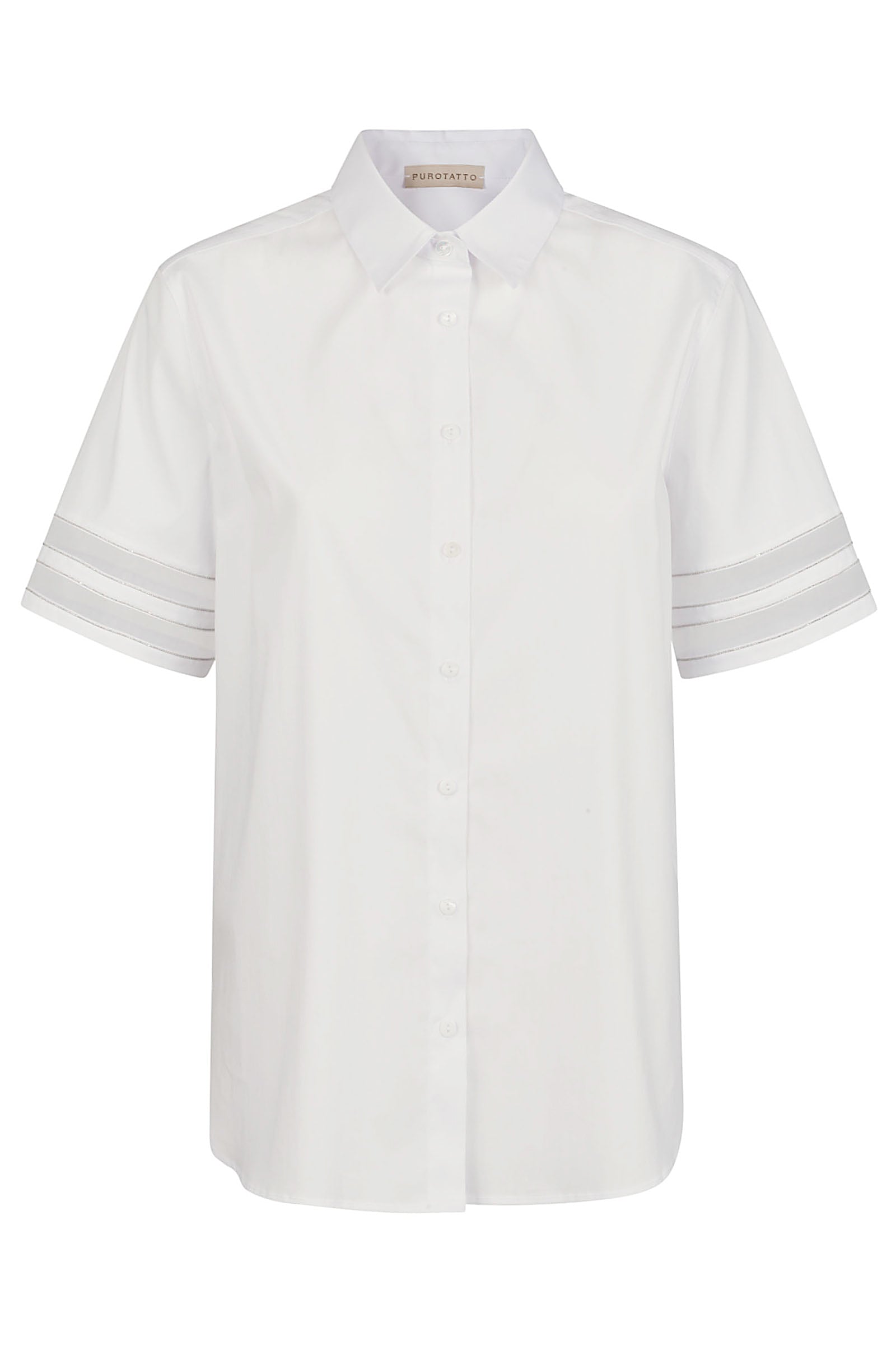 Short sleeves shirt with organza detail