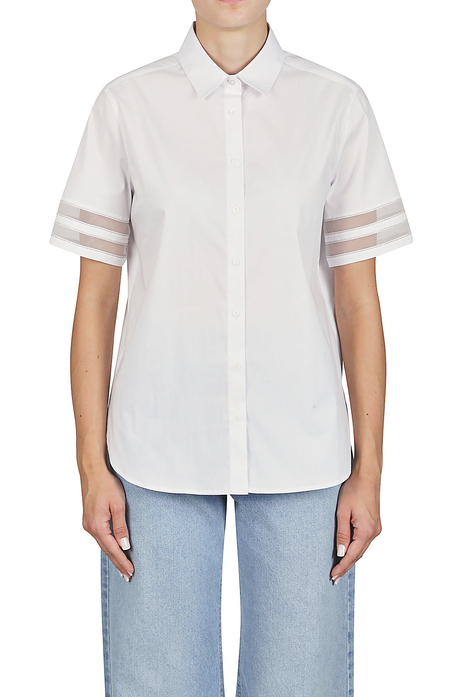 Short sleeves shirt with organza detail