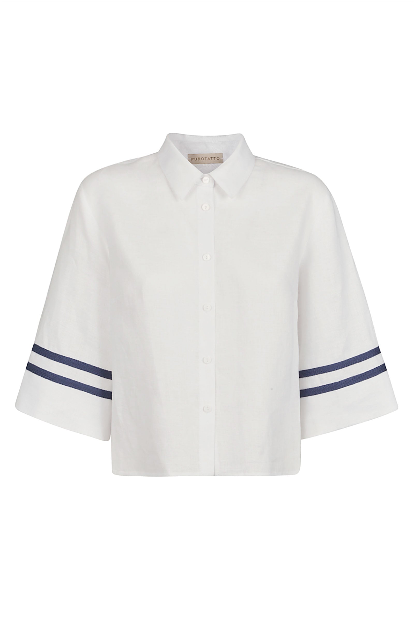 Flared sleeves shirt with knitted ribbon