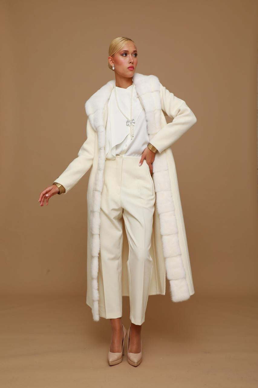 Mink Fur-Trimmed Coat