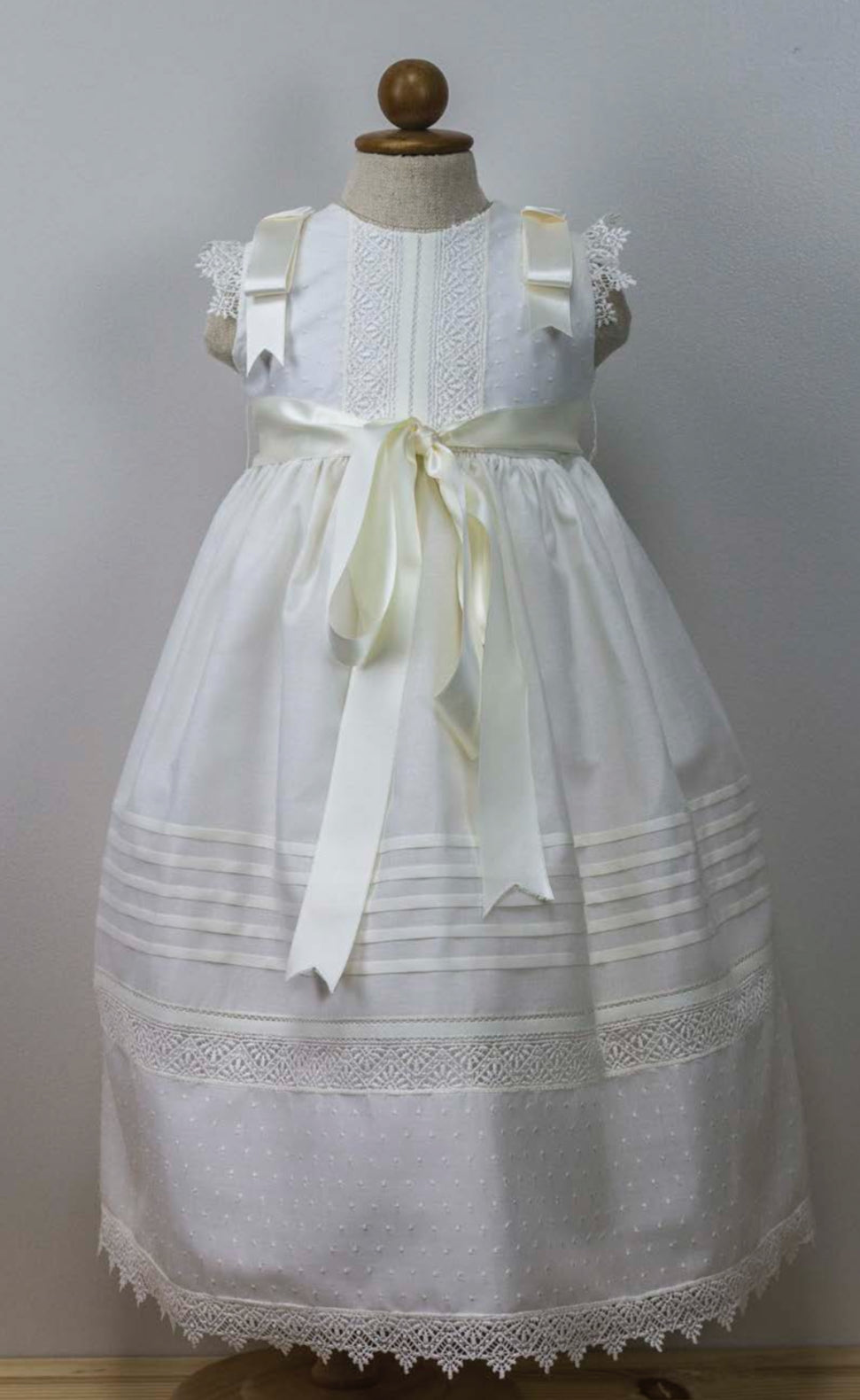 Classic Ivory Baby Dress with Delicate Lace Detailing