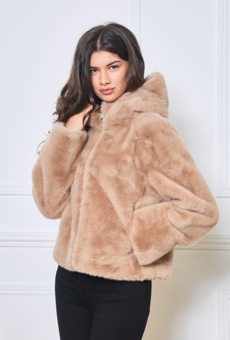 Faux Fur Zip-Up Jacket
