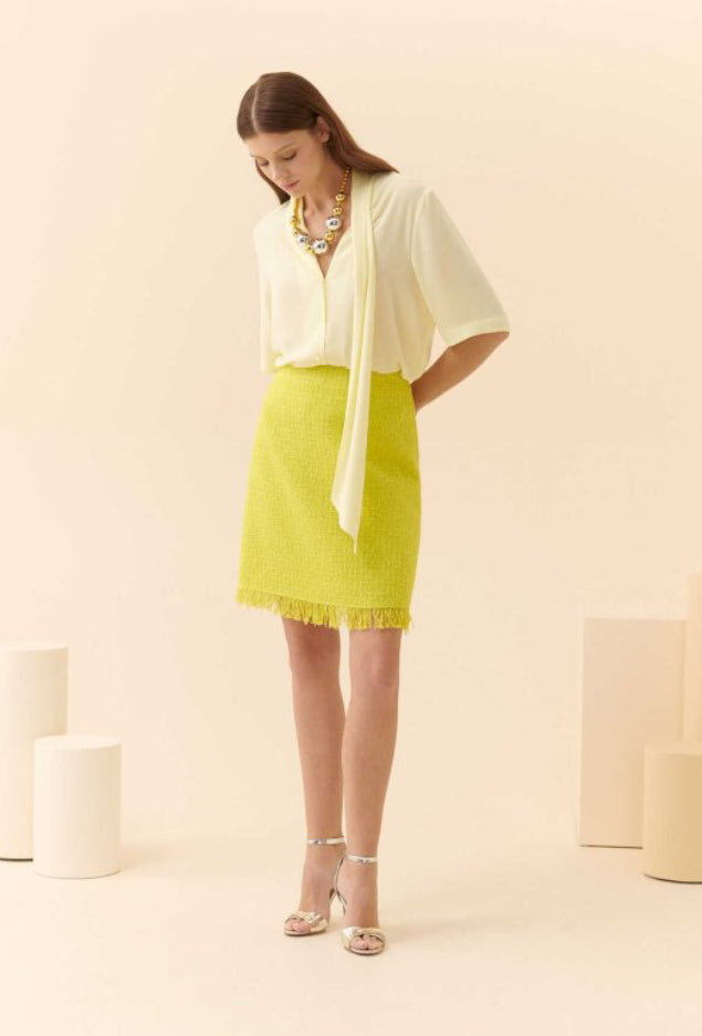Mini Tweed Skirt Lime Green