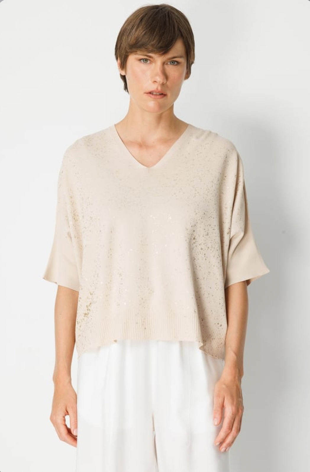 Foil Printed V Neck Knitwear