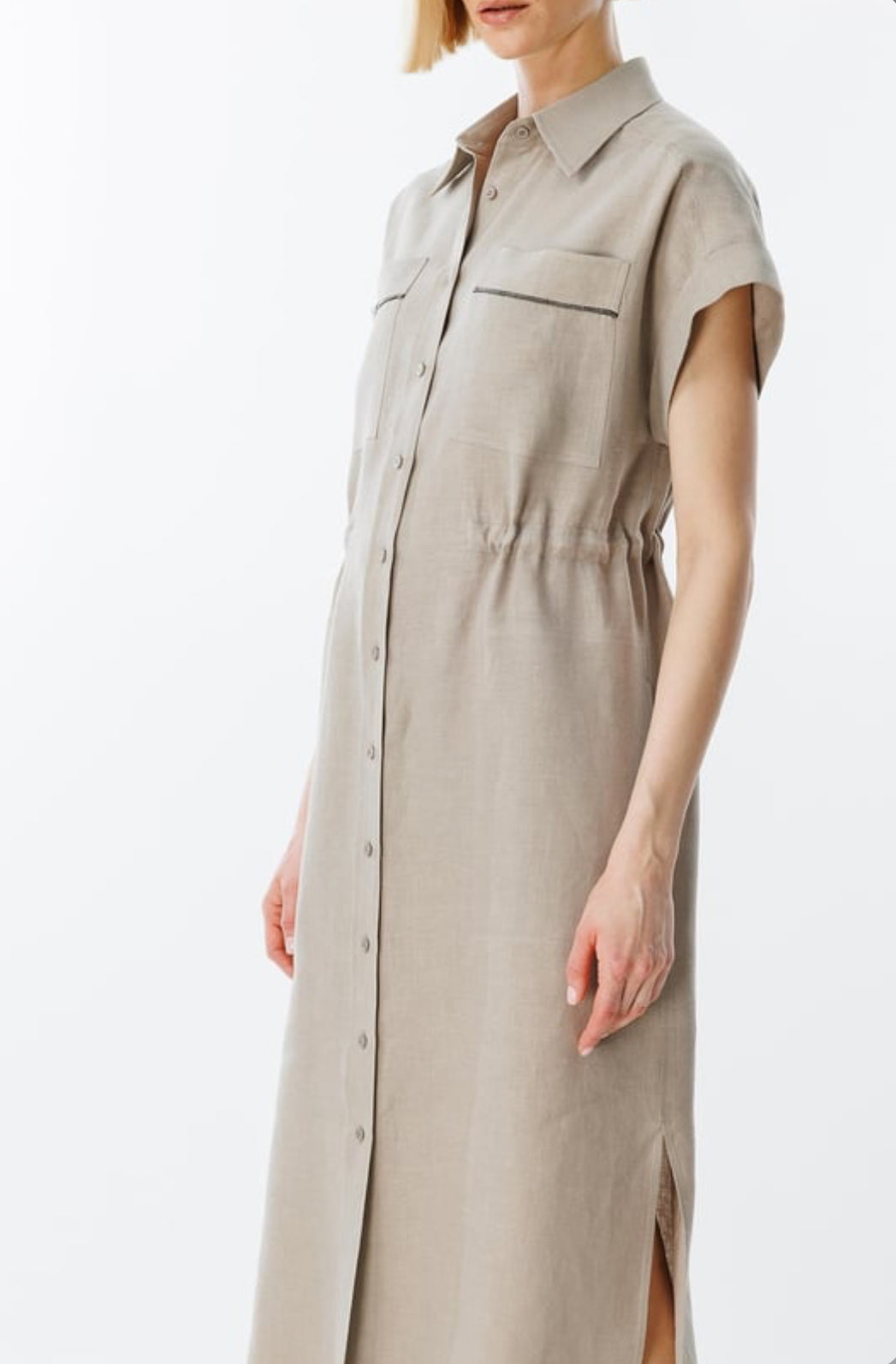Linen Button-Down Shirt Dress