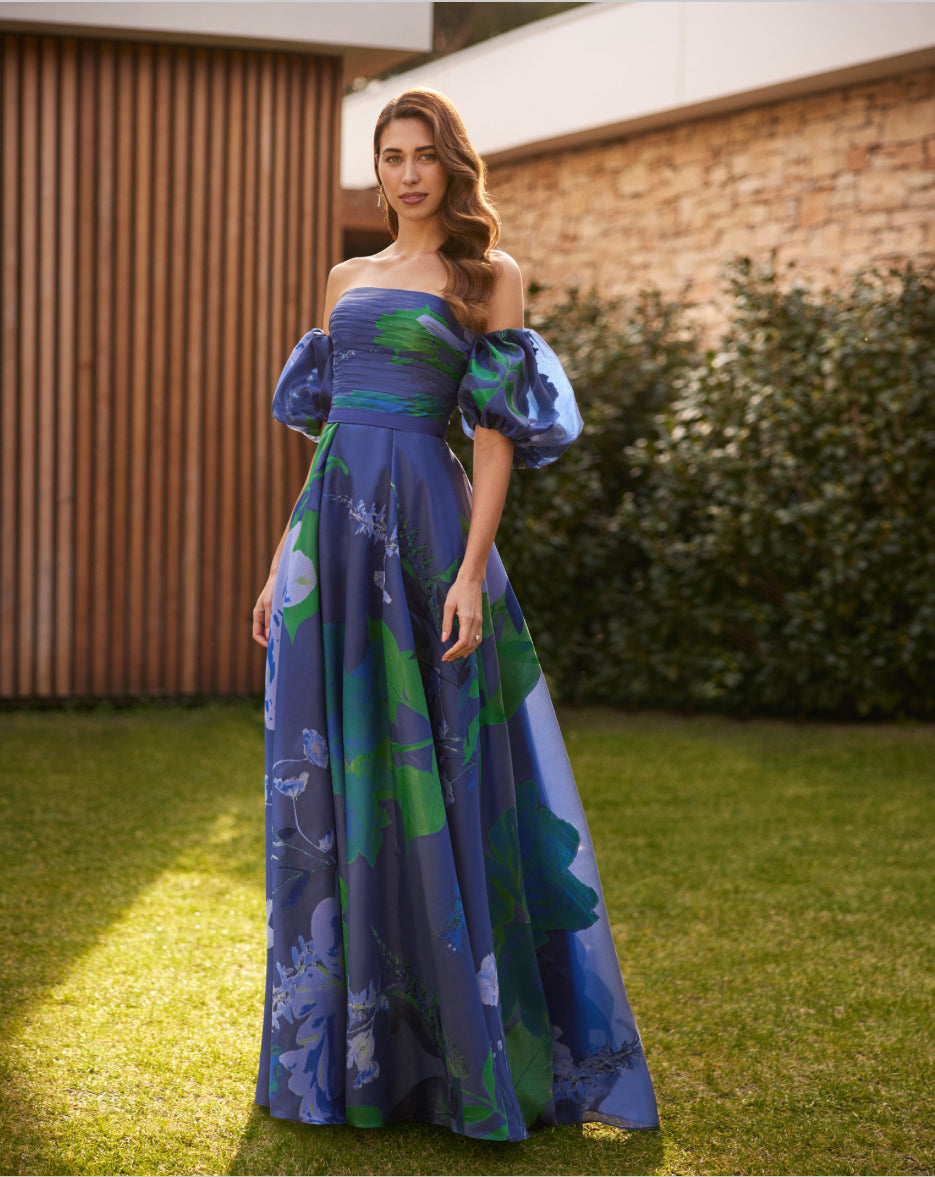 Princess Style Dress in Printed Organza by Marfil Barcelona