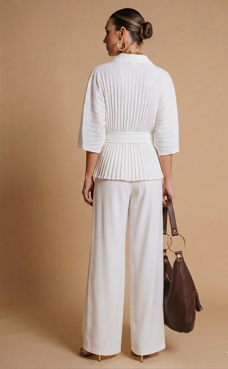 Pleated Shirt and Pant Set
