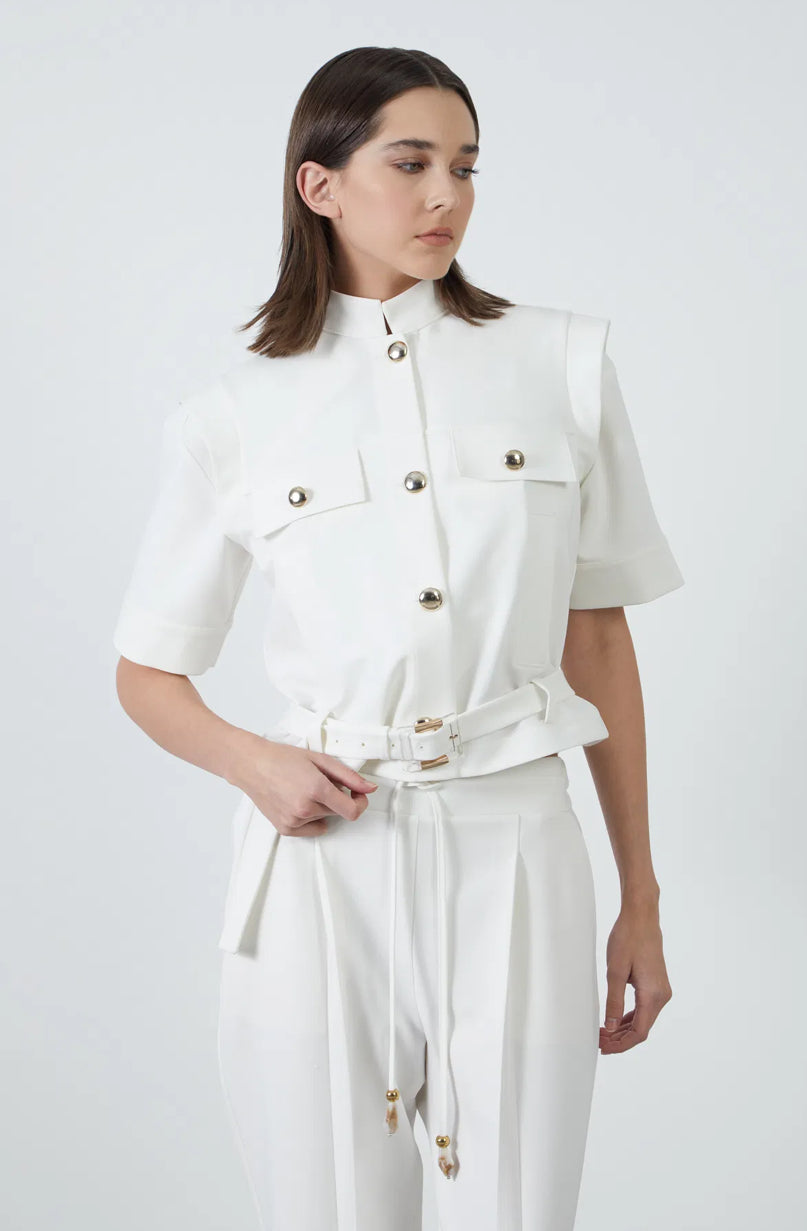 Belted jacket & pants set