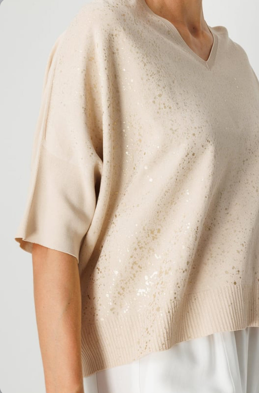 Foil Printed V Neck Knitwear