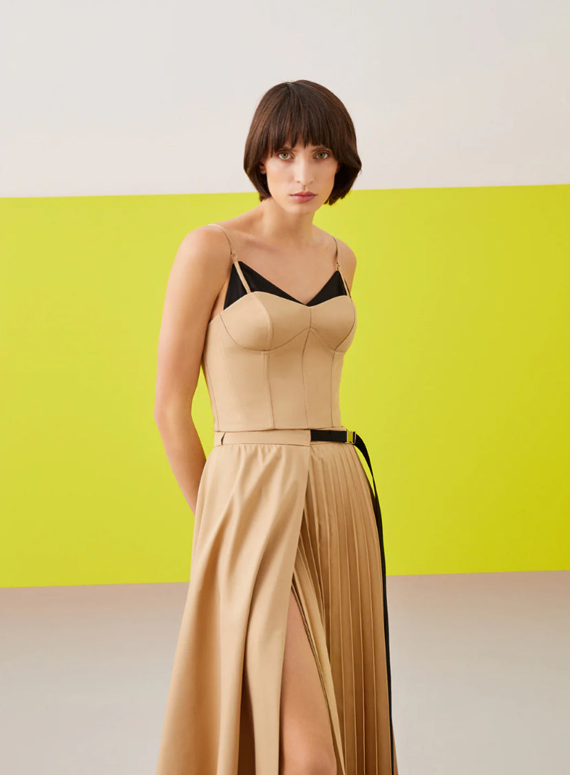 Half Battery Side Slit Skirt Set