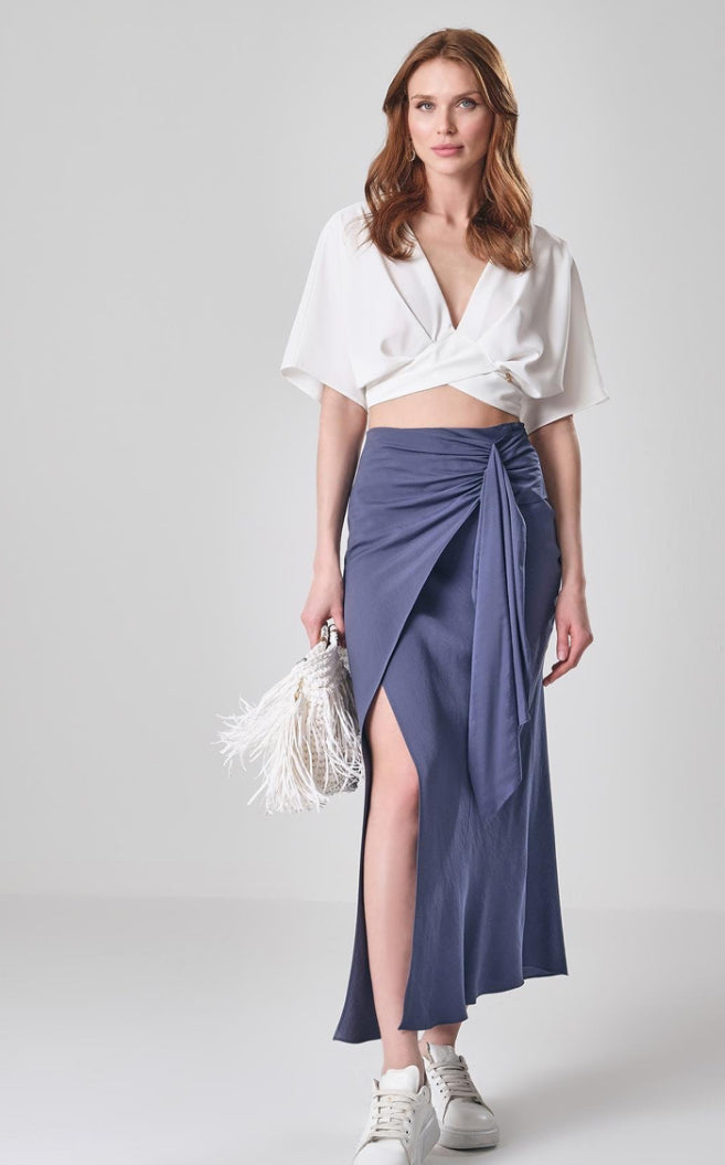 Anvelop Waist Detailed Midi Length Skirt