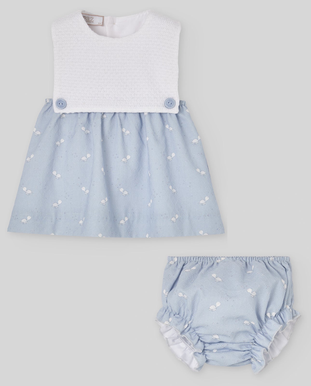 Powder Blue Baby Dress & Bloomers Set