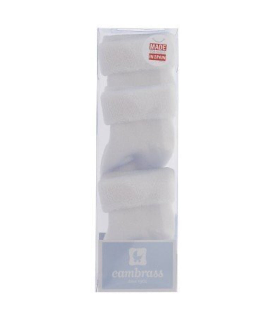 CAMBRASS SET 3 SOCKS FOR BABY LISO WHITE