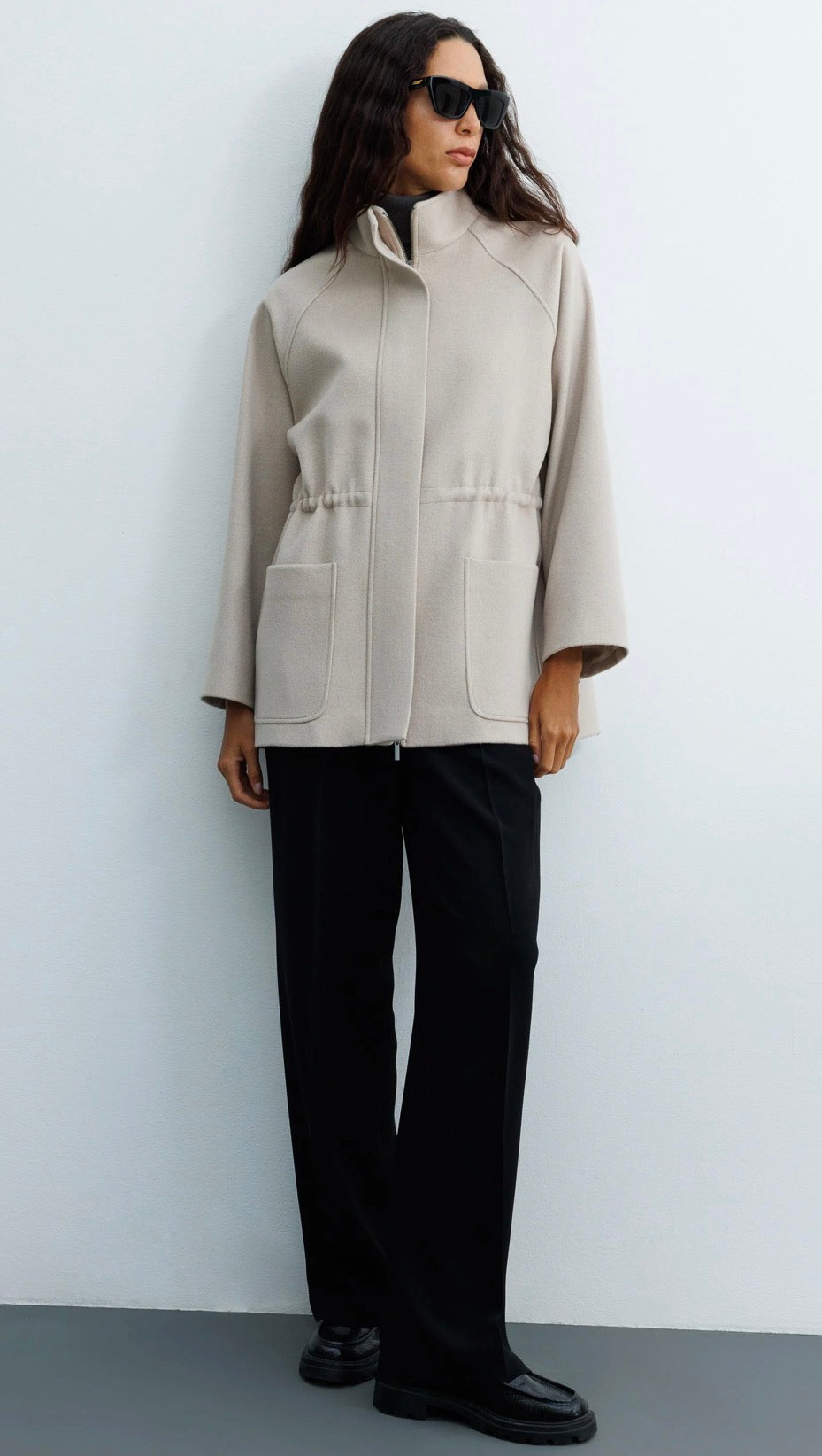 Stand Collar Zippered Coat