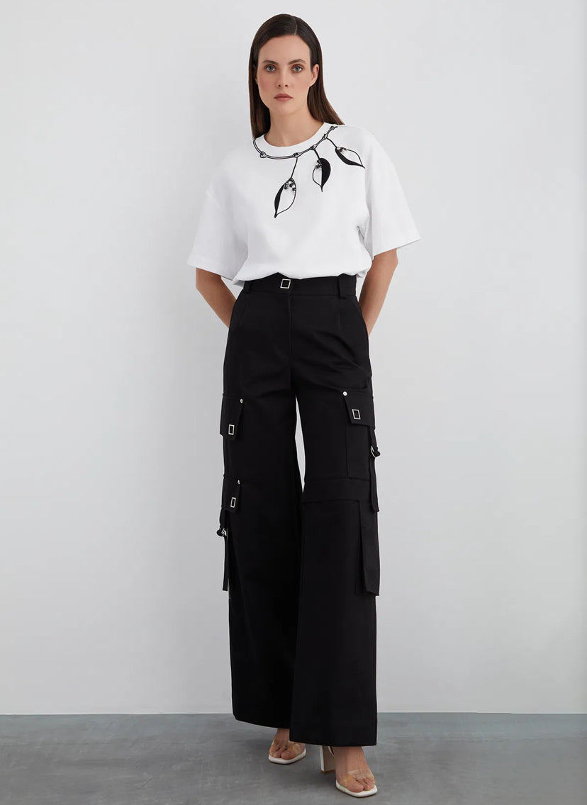 Single-Leg Zip-Off Tube Pants with Accessory Buckle
