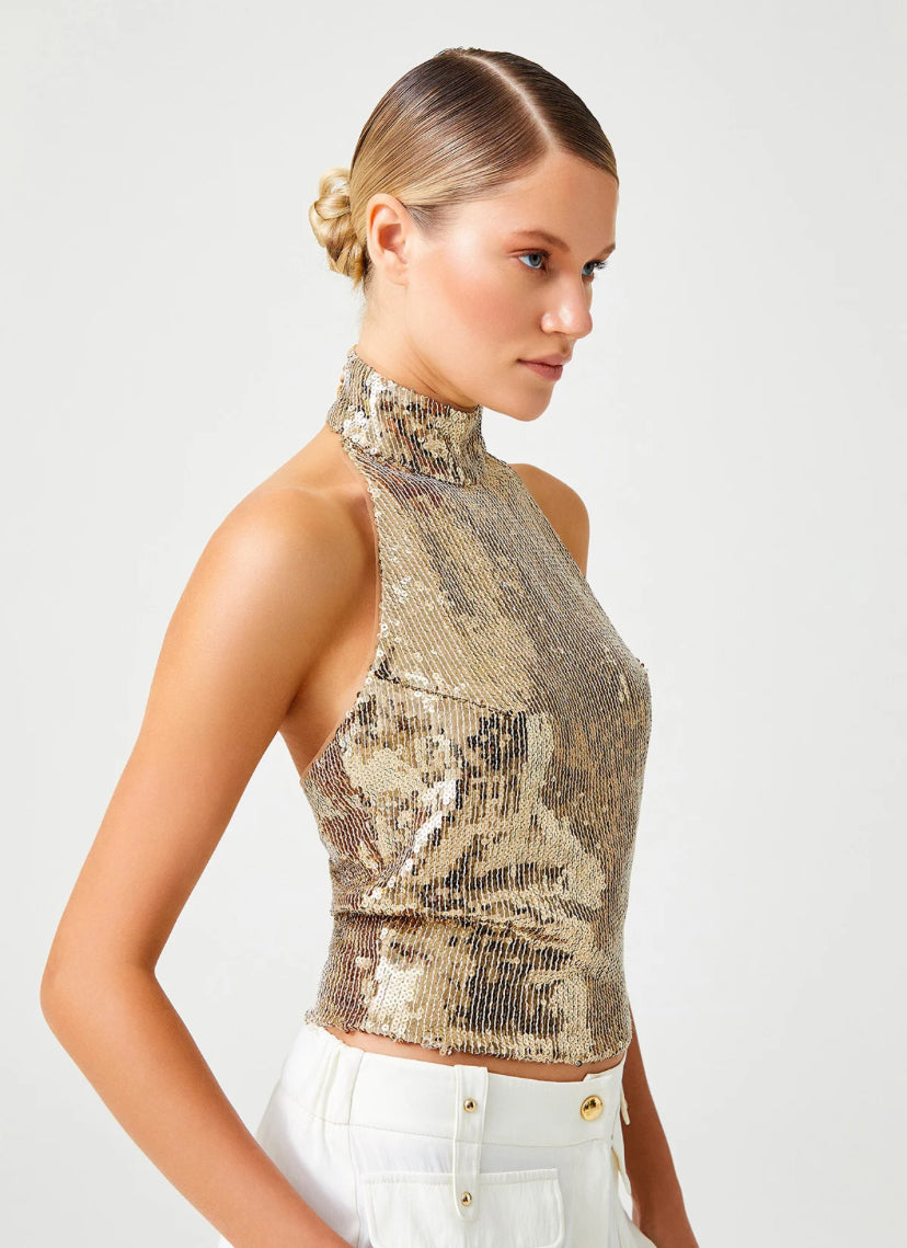 Halter Collar Payetli top