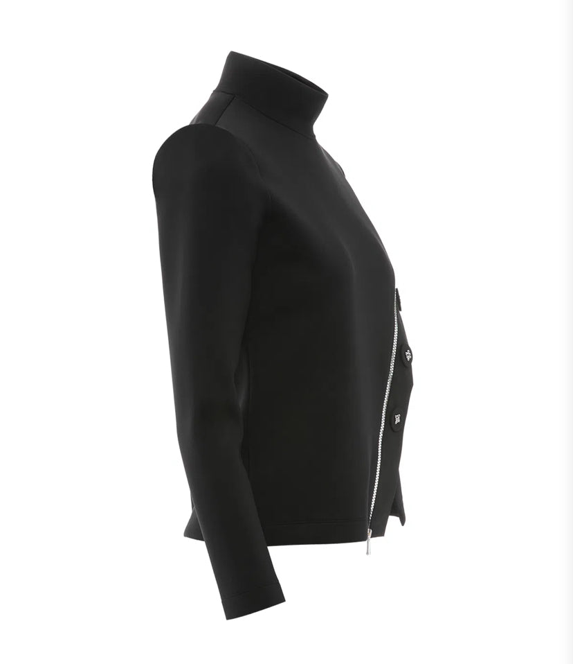 Embellished Button Scuba Blouse