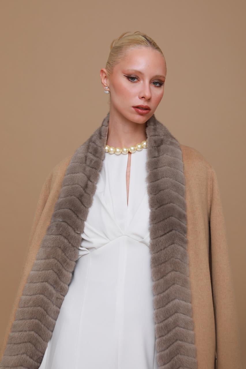 Mink Fur-Trimmed Coat