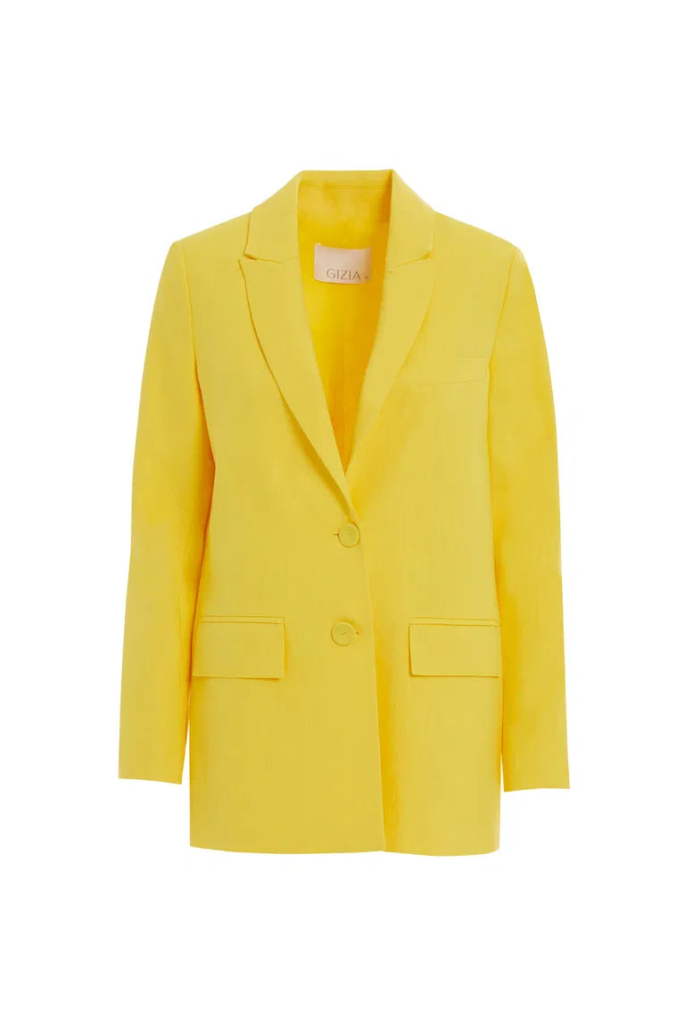 Pocket Detailed Yellow Linen blazer
