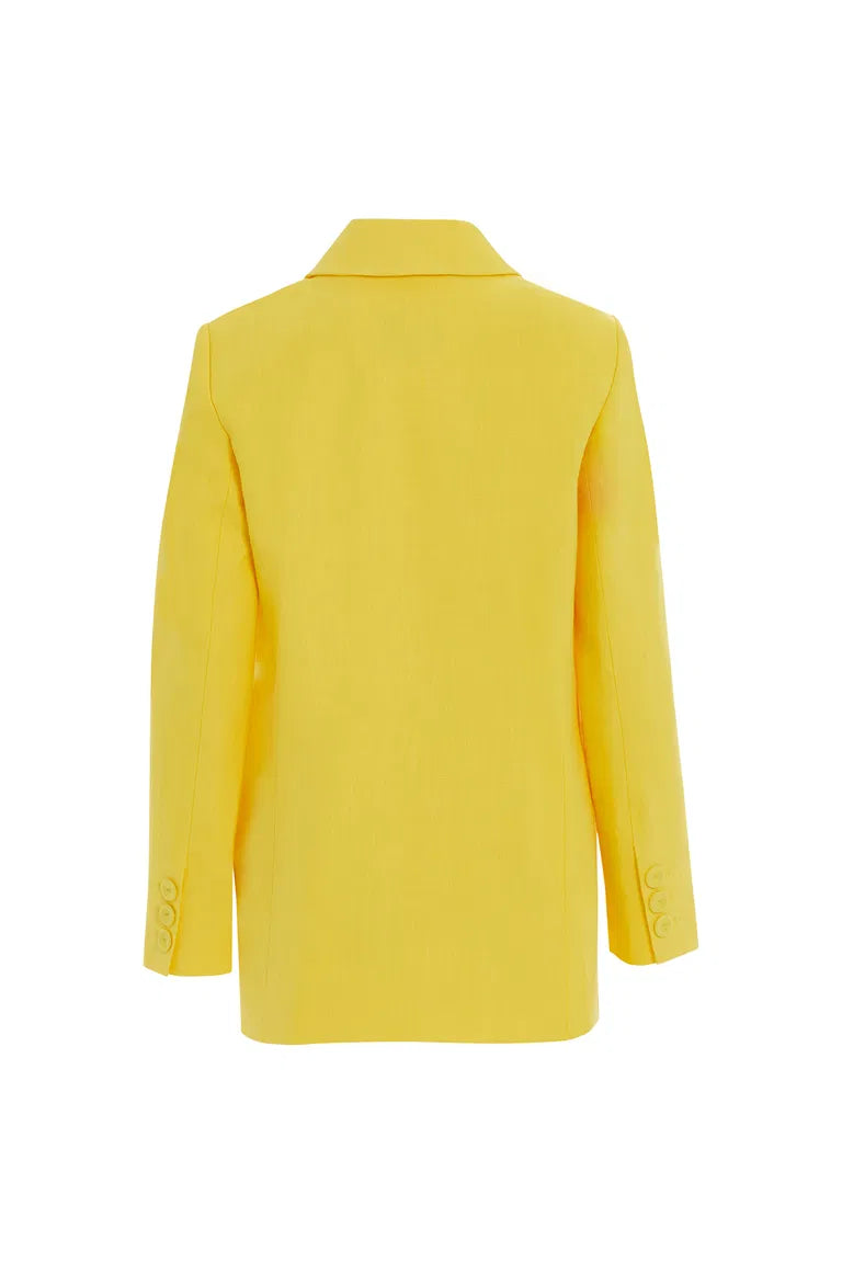 Pocket Detailed Yellow Linen blazer