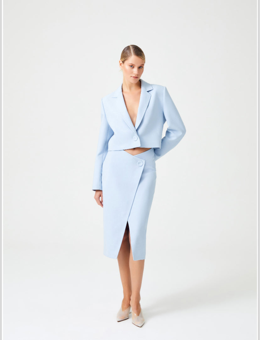 Cropped Blazer and Skirt Set