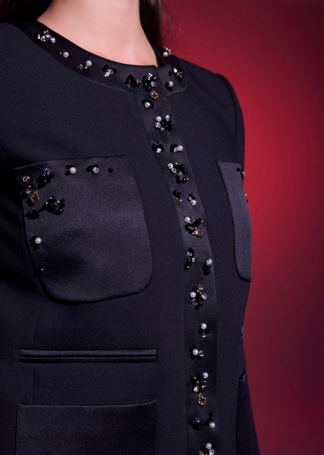 Black Embellishment Skirt Set