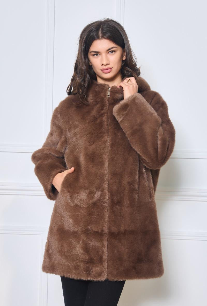 Faux Fur Zip-up Coat