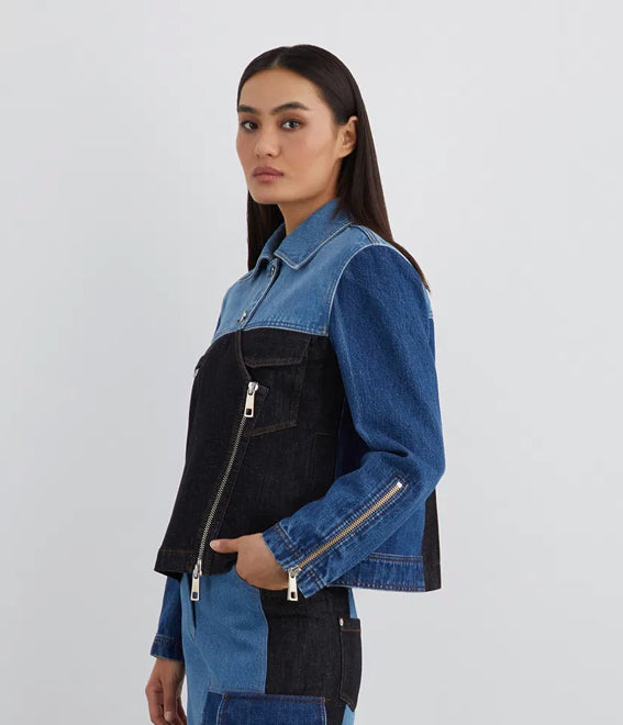 Asymmetric Multi-Piece Denim Jacket