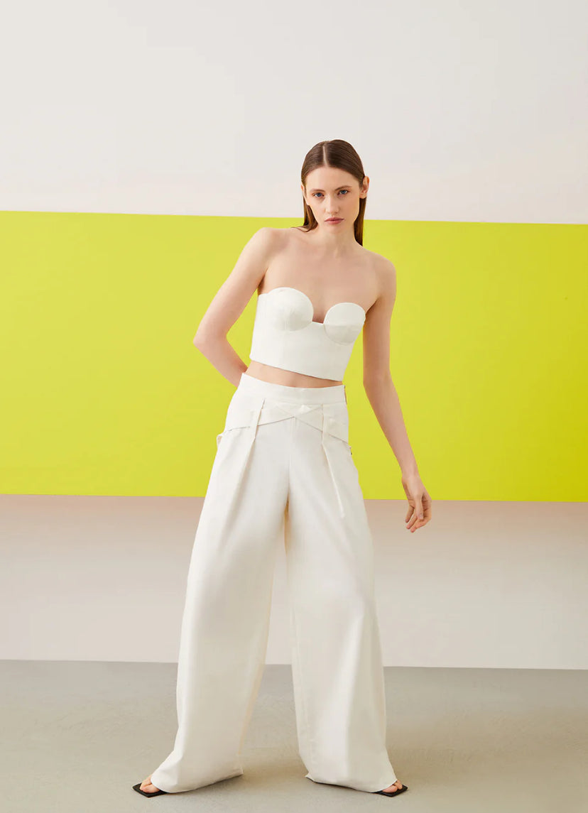 Bustier Crop and Baggy Pants Set