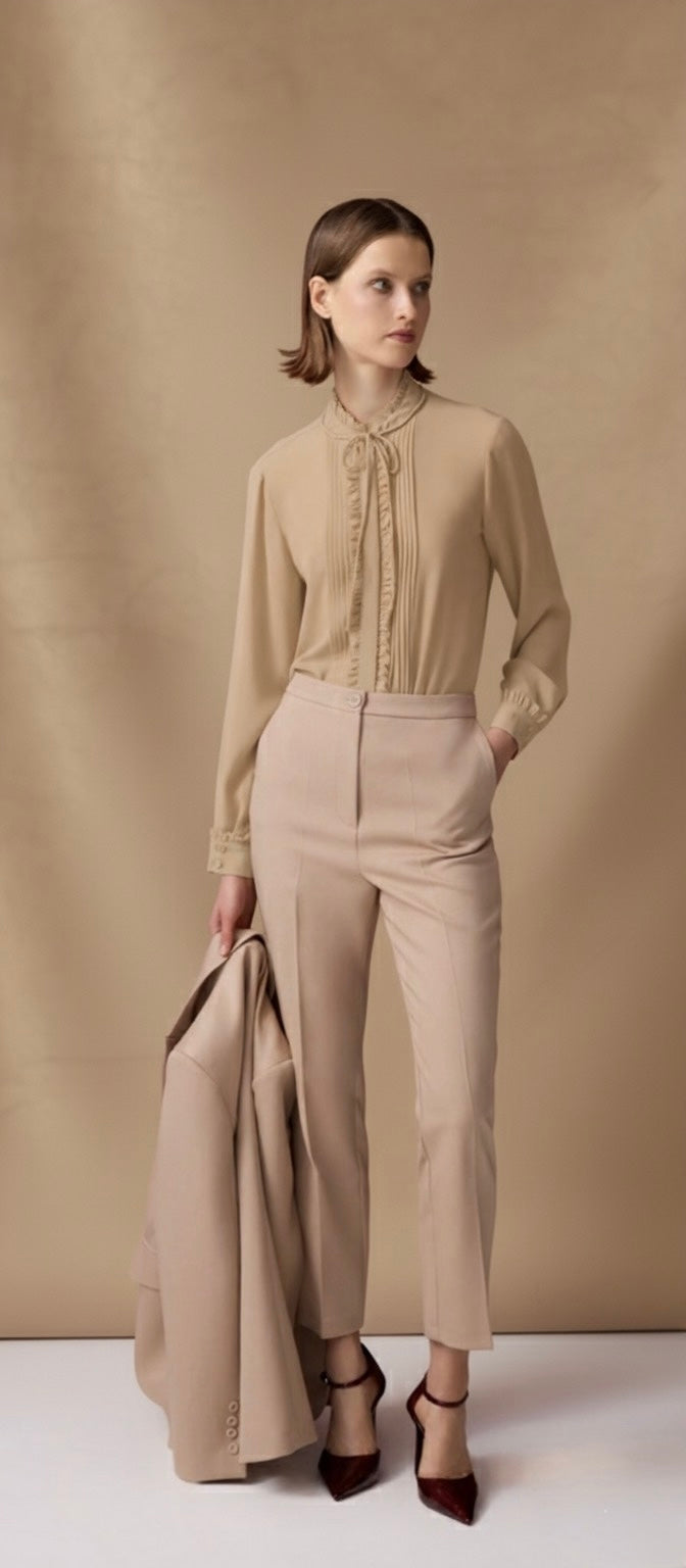 Pleated Ruffle Blouse