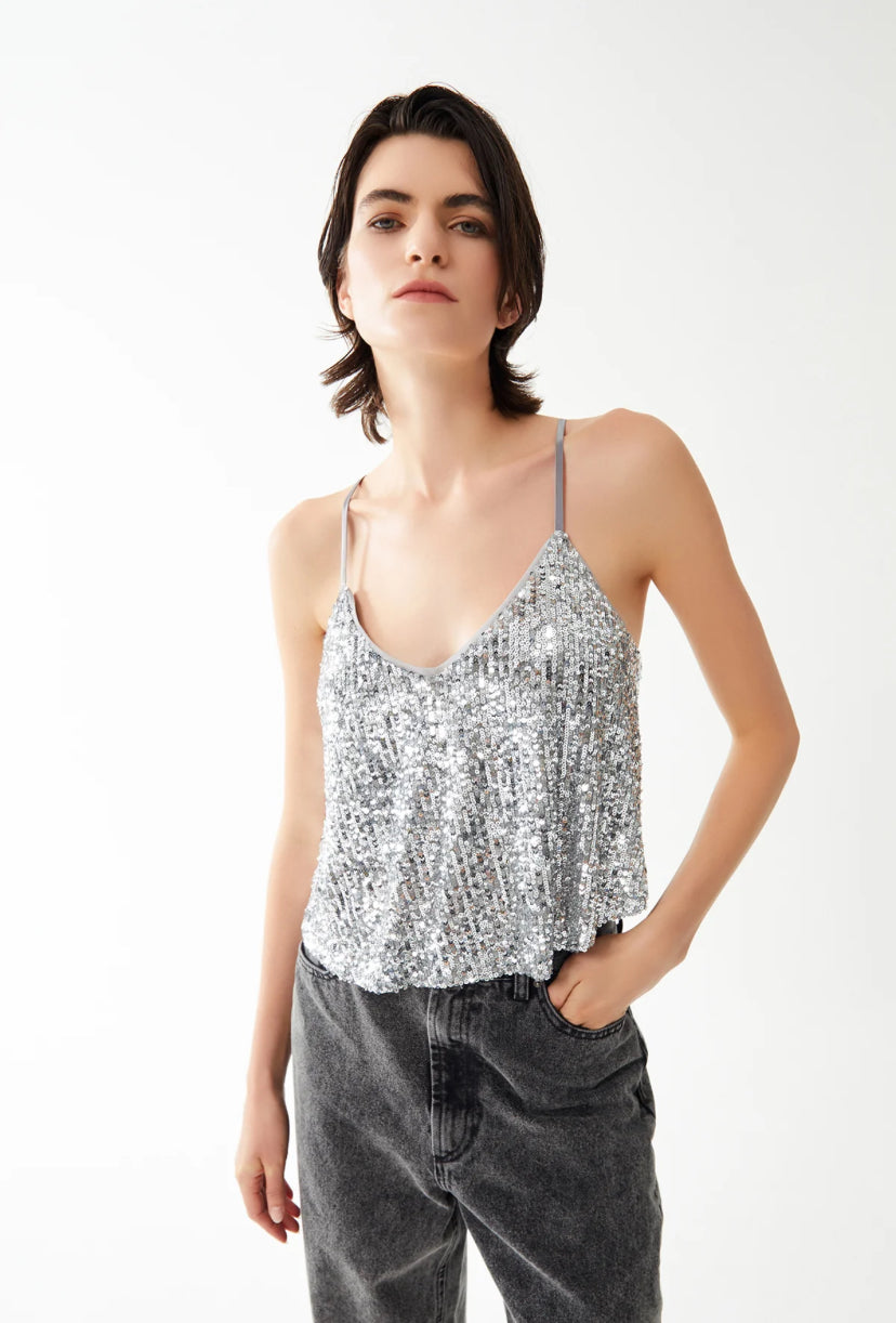 Silver Sequined  Top
