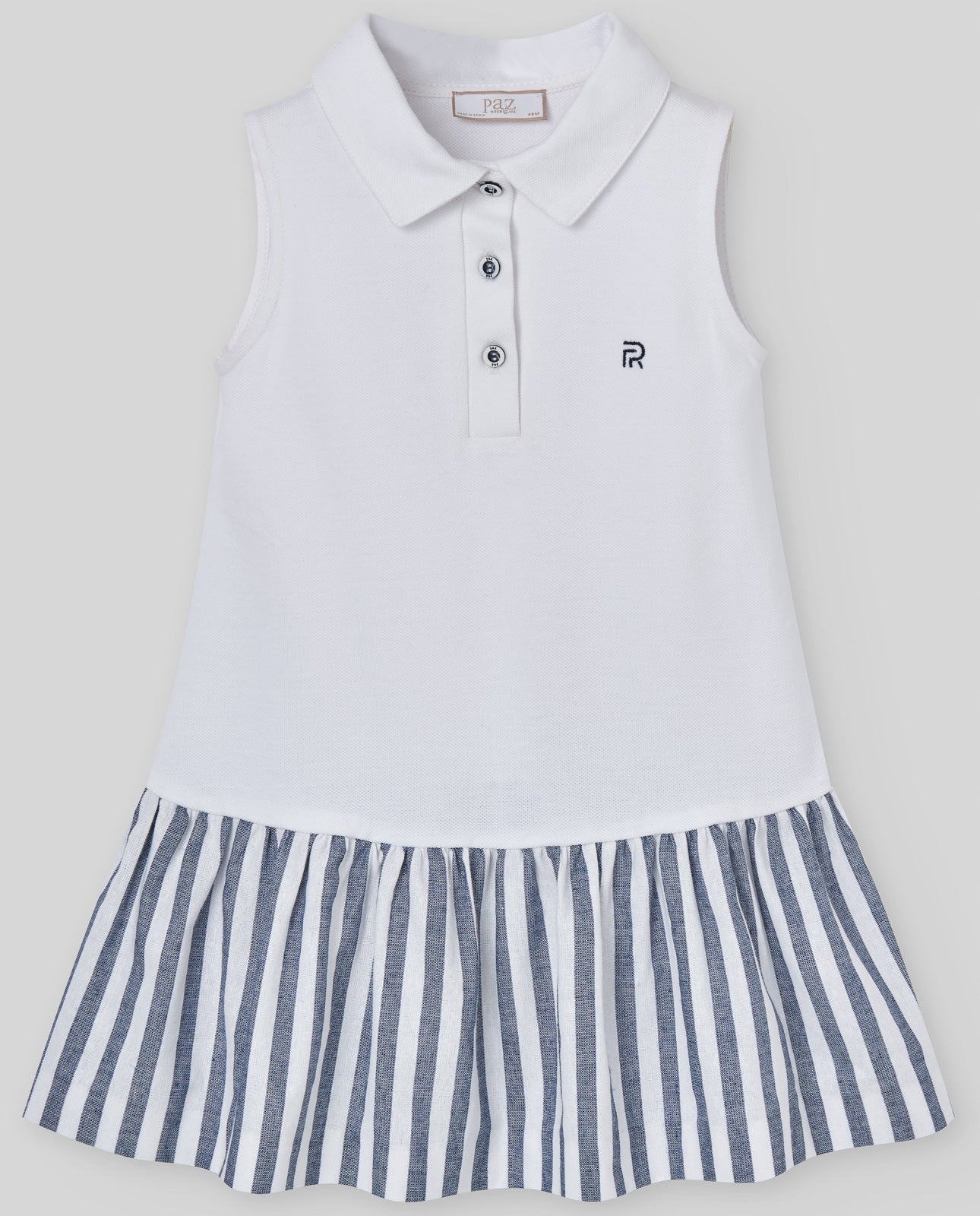 Sleeveless Polo Dress with Pleated Hem
