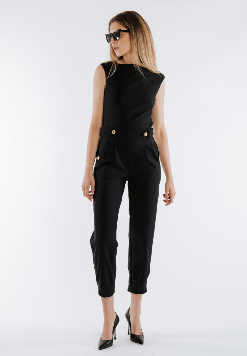 Black Back Detailed Jumpsuit