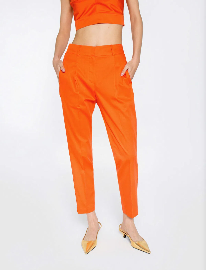Orange Trousers With Carrot Model Pockets With Side Band Detail