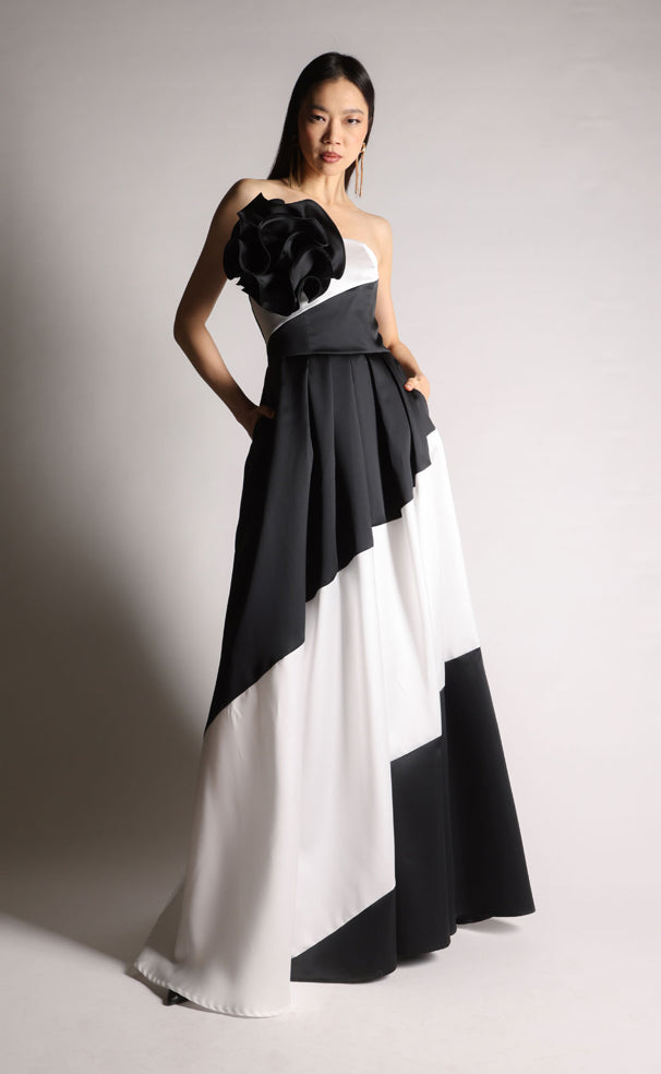 Midnight Bloom Strapless Dress